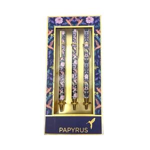 Papyrus Stylish and Chic Flower Garden Set of 3 Black Ballpoint Pens in Gift Box